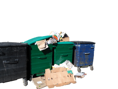 Overflowing commercial bins