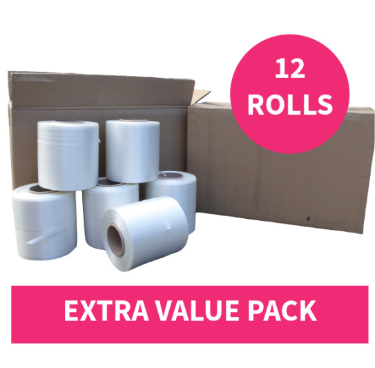 9mm Baler Banding (12 x 350m rolls - white)