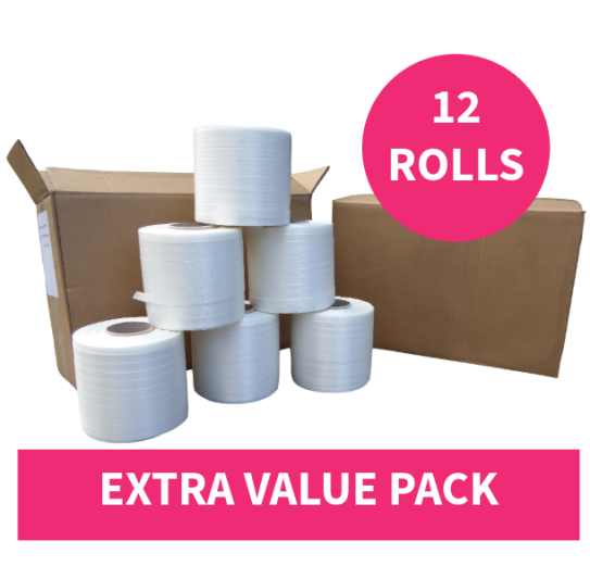 13mm Baler Banding (12 x 350m rolls - white)