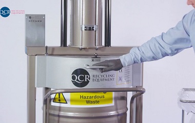 Compacts hazardous waste directly into drum